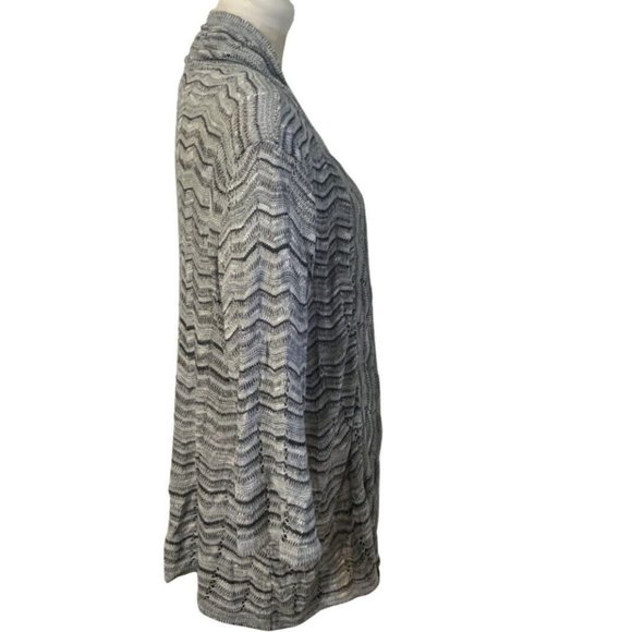 RQT Cardigan Sweater Womens Plus Size 2X Gray Black Light Knit Open Front Fine D - Picture 9 of 10